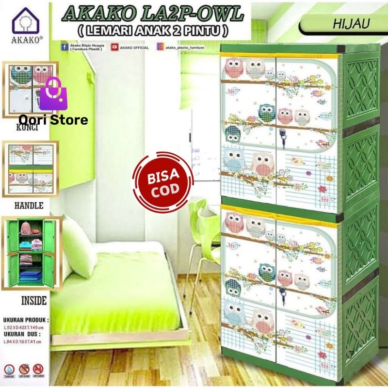Qori Store - AKAKO Lemari Anak 2 Pintu Printing / Lemari Pakaian 2 Pintu / Lemari Baju Anak 2 Pintu 
