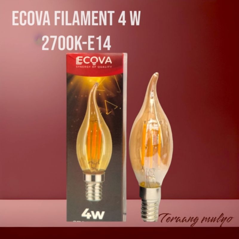 Ecova Led Filament Vintage Kuning 4W 2700K Fitting E14 C35 EVL-C35-E14