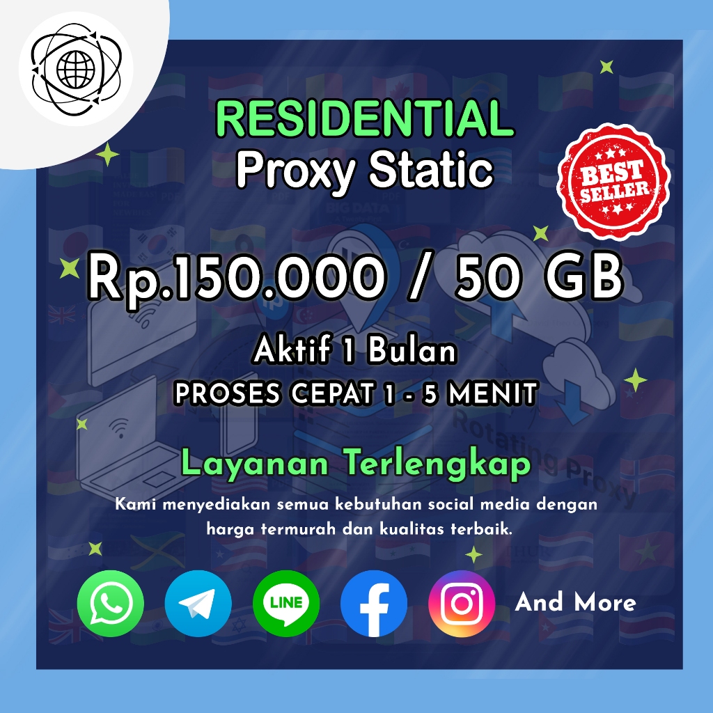 PROXY RESIDENTIAL STATIC PREMIUM GOOD IP SOCKS5 HTTP HIGHSPEED PROSES CEPAT