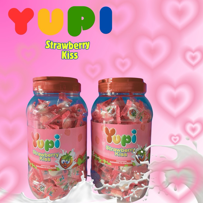 

Yupi Love Toples / Jar Candy Toples Strawbeerry Kisa (isi 125pcs)