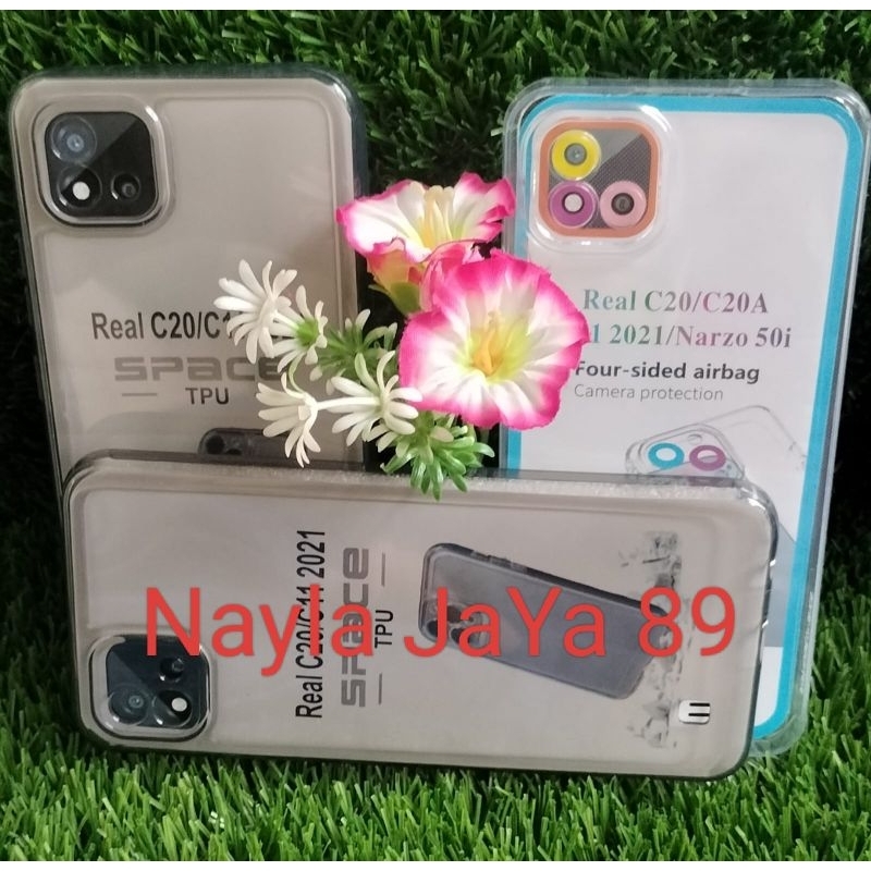 REALME C20 CASE hitam bening softcase bening hardcase space bening clear transparan