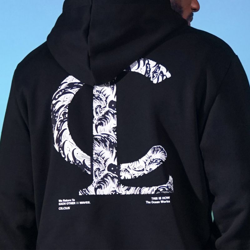 HOODIE CELCIUS MONOG LOGO BLACK COTTON PRIA