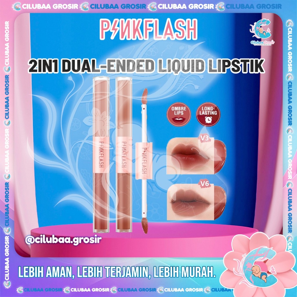 PINKFLASH Duo Lip Gloss Lipstik Ombre DoubleSense 2 IN 1 Dual-ended || Pinkflash 2in1 Lipstick Ombre