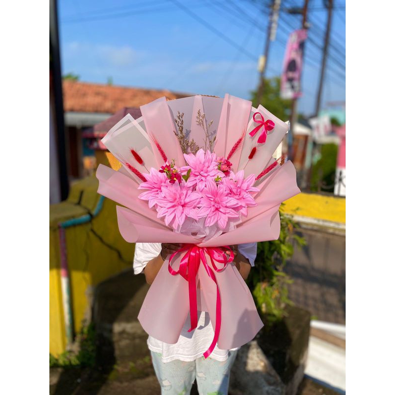 

bucket bunga krisan artificial mix bunga kering