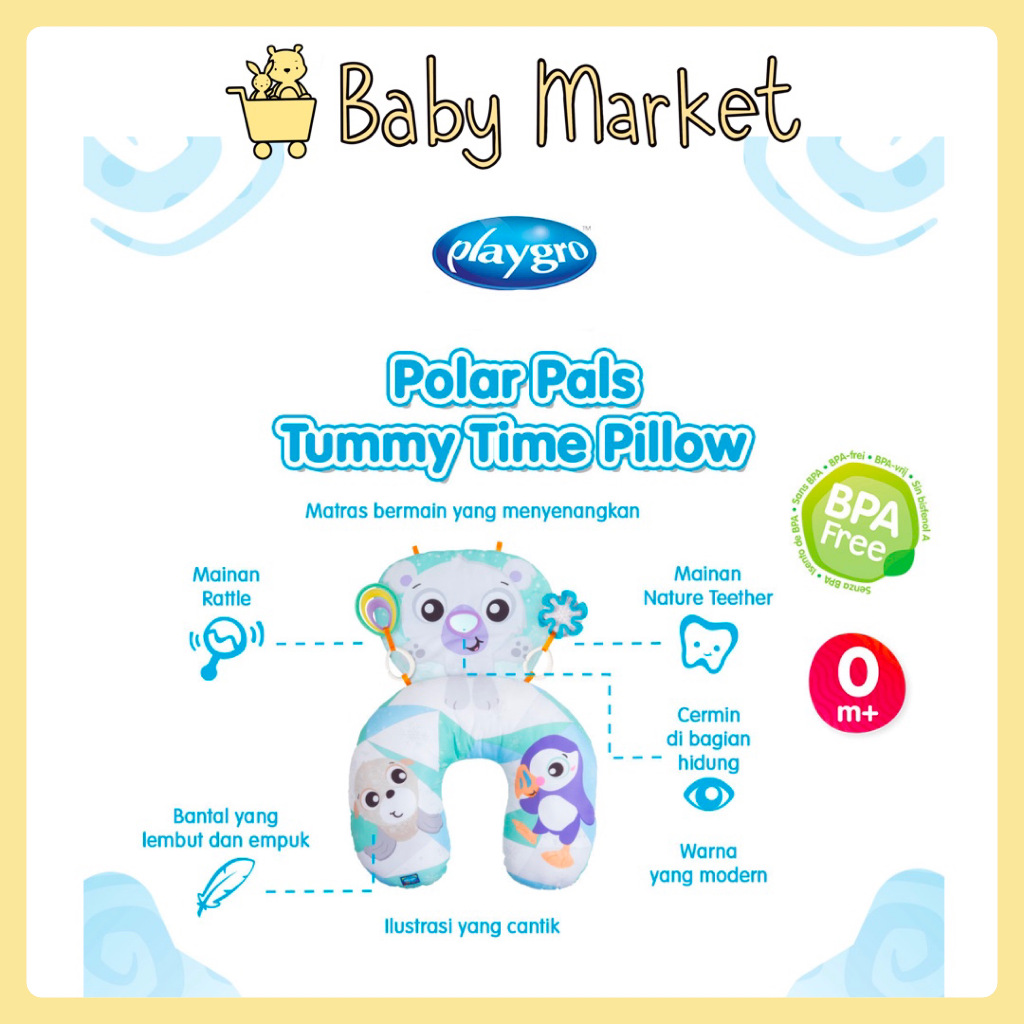 Playgro Polar Pals Tummy Time Activity Pillow