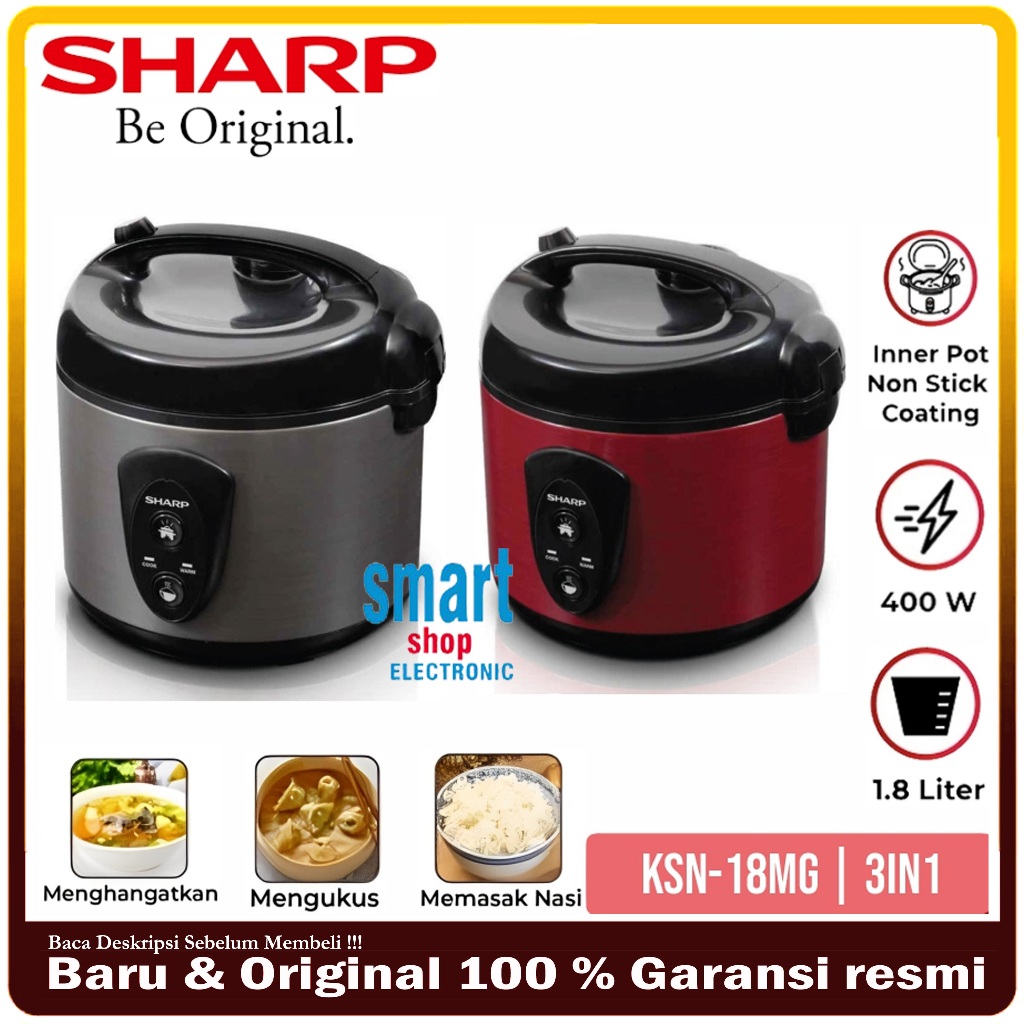 SHARP RICE COOKER / MAGIC COM KSN18MG / KSN-18MG / KSN 18 MG (1,8 LITER) GARANSI RESMI