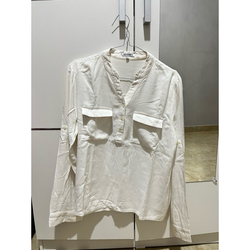 ATASAN KEMEJA BLOUSE WANITA PUTIH POLOS COLORBOX