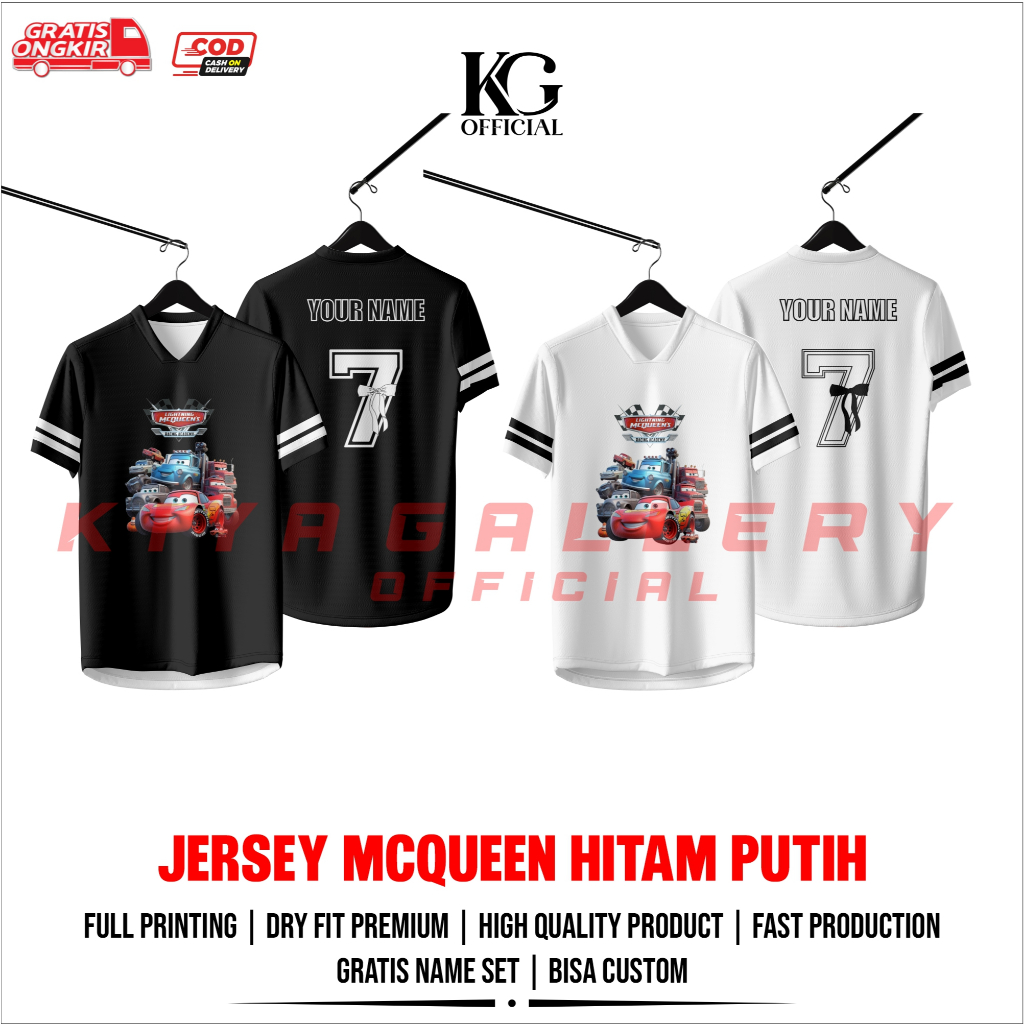 JERSEY MCQUEEN HITAM DAN PUTIH GRATIS NAMA DAN NOMOR