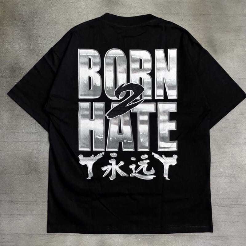 KEEP IT REAL X OTWOFIVE BORN 2 HATE Black Cotton combed 24s