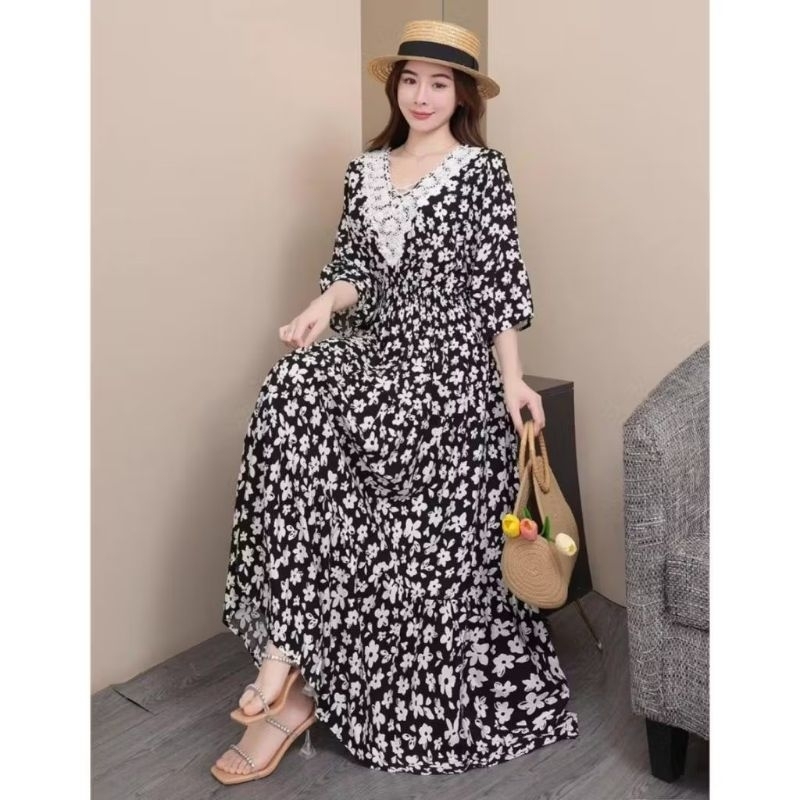 DRESS ZANETA SMOCKED  WAIST DRESS