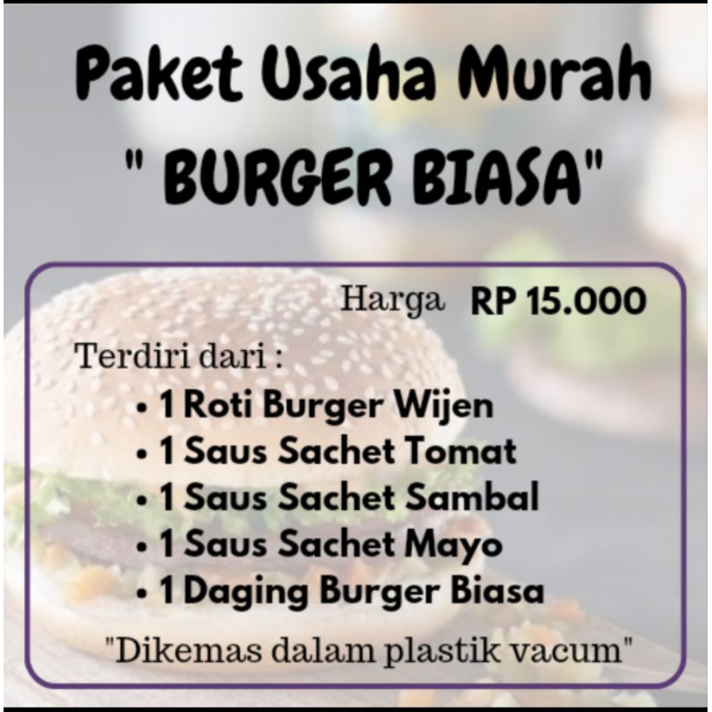 

Paket Usaha murah, paket usaha pemula, paket usaha burger biasa
