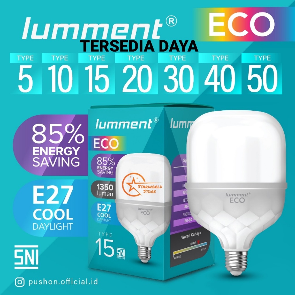 Lumment Eco Lampu Bohlam LED 5W 10W 15W 20W 30W 40W 50 Watt / Lampu LED Murah Berqualitas