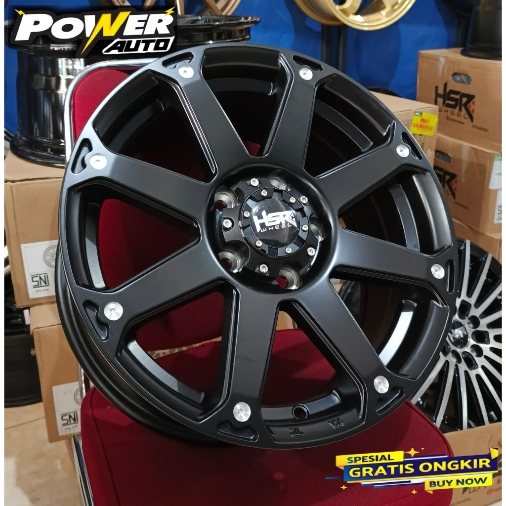 HSR JIPU R16x7 Pcd 5x114,3 Velg racing buat Mobil Ertiga Brv Hitam dop