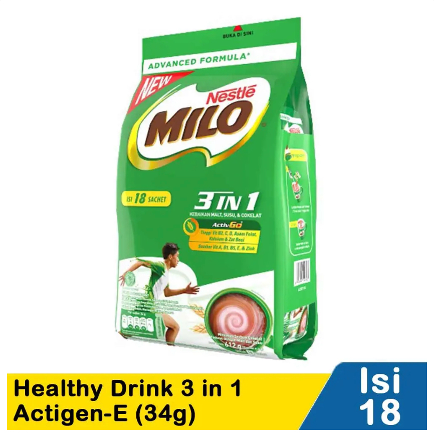 

Milo Healty Drink 3 In 1 Actigen E 18 x 34 Gram
