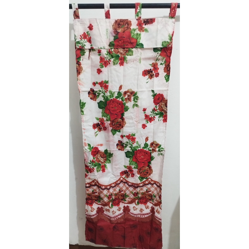 [ JENDELA ] GORDEN TALI JENDELA + PONI MOTIF BUNGA SHABY MERAH PUTIH
