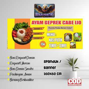 Spanduk Banner 160X60 Cm Semtik (Ayam Geprek Sambel Ijo) Bisa Request Desain
