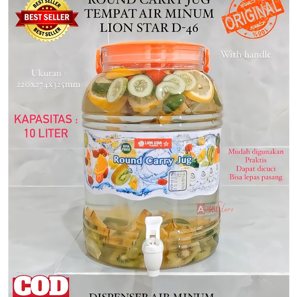 Gratis Ongkir   BISA COD  PROMO DISPENSER AIR MINUM  ROUND CARRY JUG LION STAR 1 LITER  GALON AIR KE