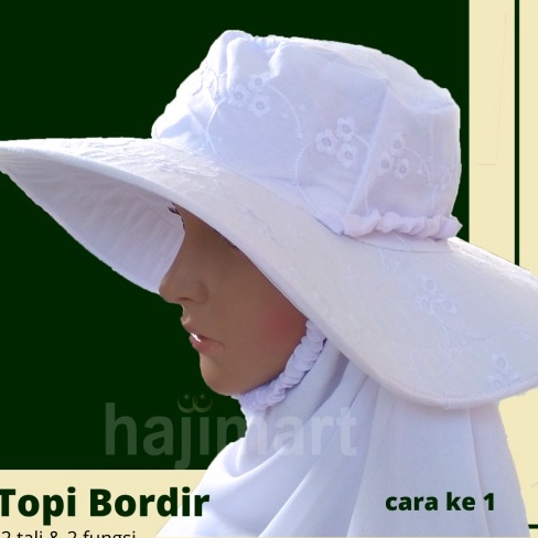 Penjualan Pilihan  TOPI HAJI UMROH BORDIR  TOPI PUTIH WANITA  PERLENGKAPAN HAJI UMROH