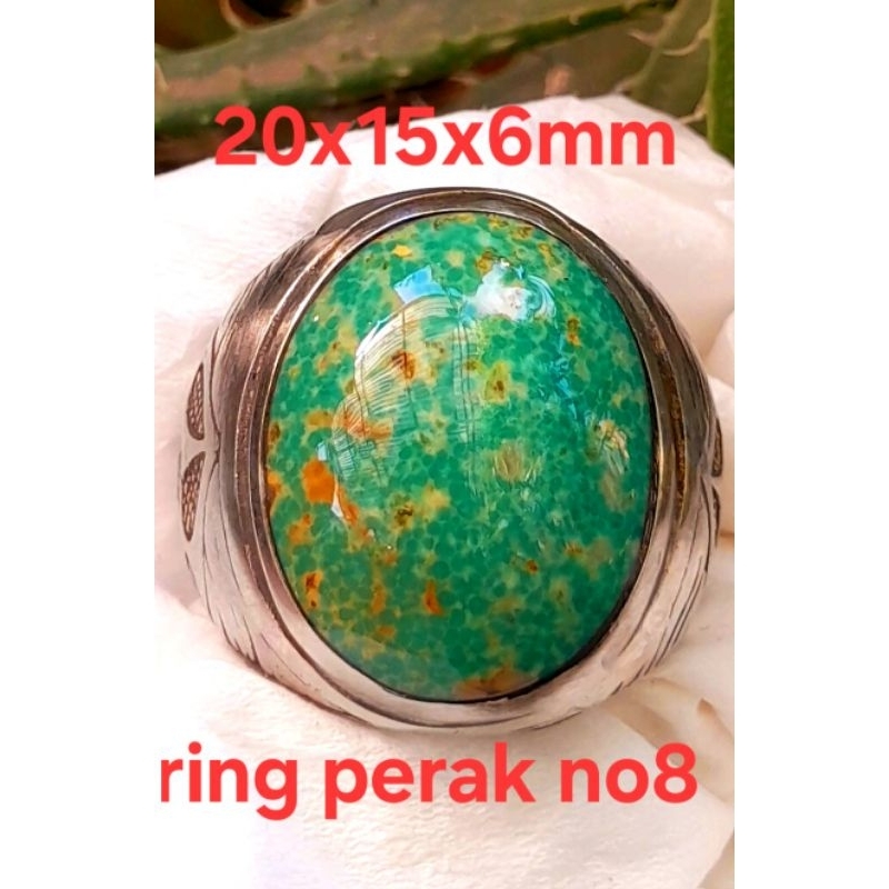 Pirus Persia Neyshabur Hijau beras wutah urat emas ring perak