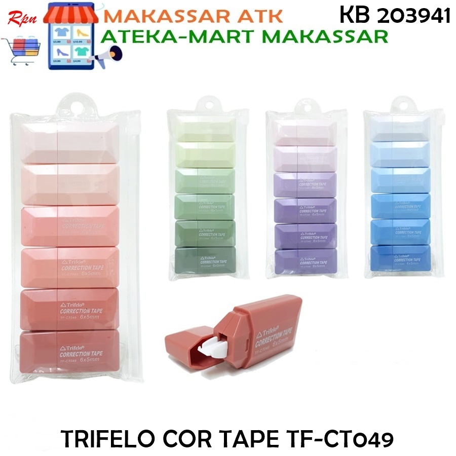 

[1 SET/6PCS] TRIFELO CORRECTION TAPE TF-CT049 5 METER TIP EX KERTAS