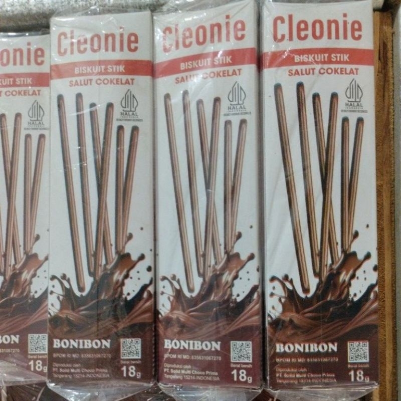 

cleonie bonibon biskuit stik cokelat 1pak isi 12pcs 18gr