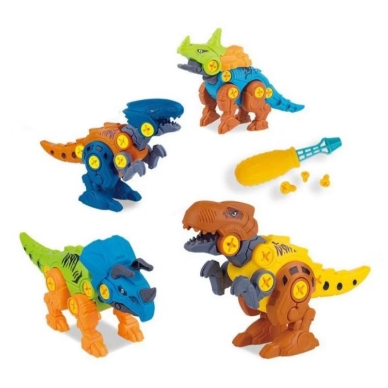 Ecer DINO DIY Fancy MC460 Mainan Anak Bongkar Pasang Dinosaurus Sekrup bisa dibuka Lengkap Ada Obeng