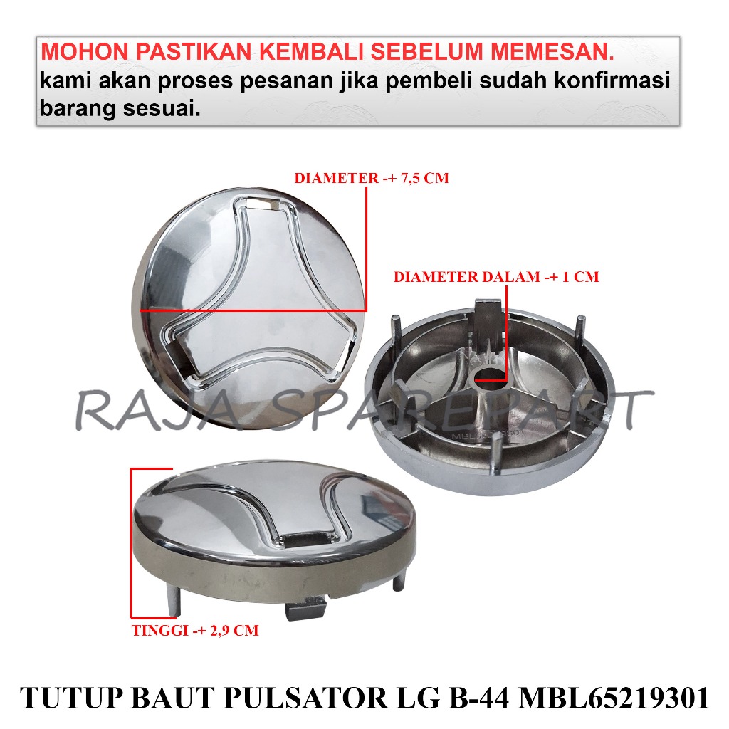 TB44 TUTUP BAUT MUR PULSATOR MESIN CUCI / COVER / TUTUP BAUT PULSATOR LG B-44 MBL65219301