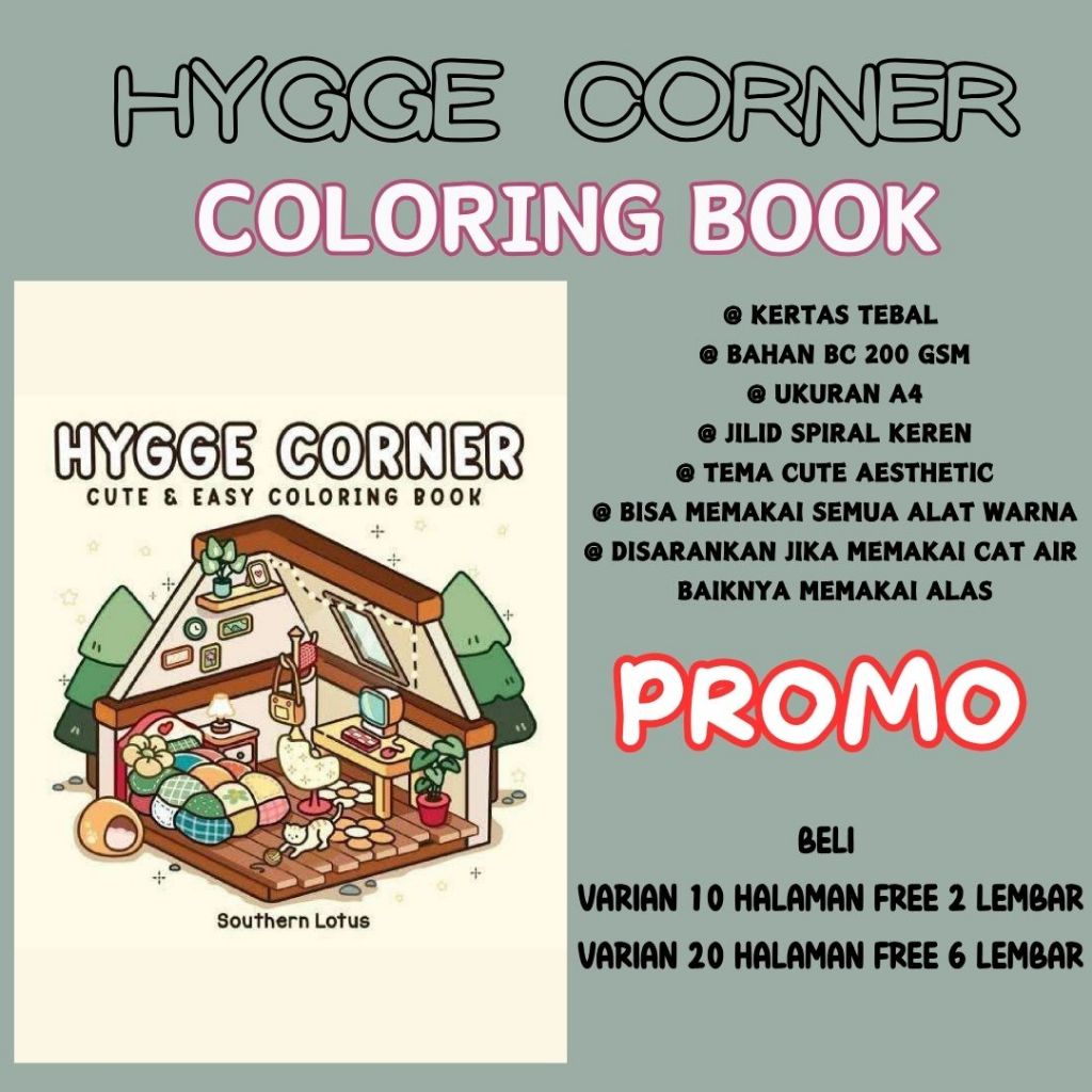 

HYGGE CORNER Coloring Book Buku Mewarnai Sketsa Menggambar Murah Aesthetic Cute Kertas Tebal Premium