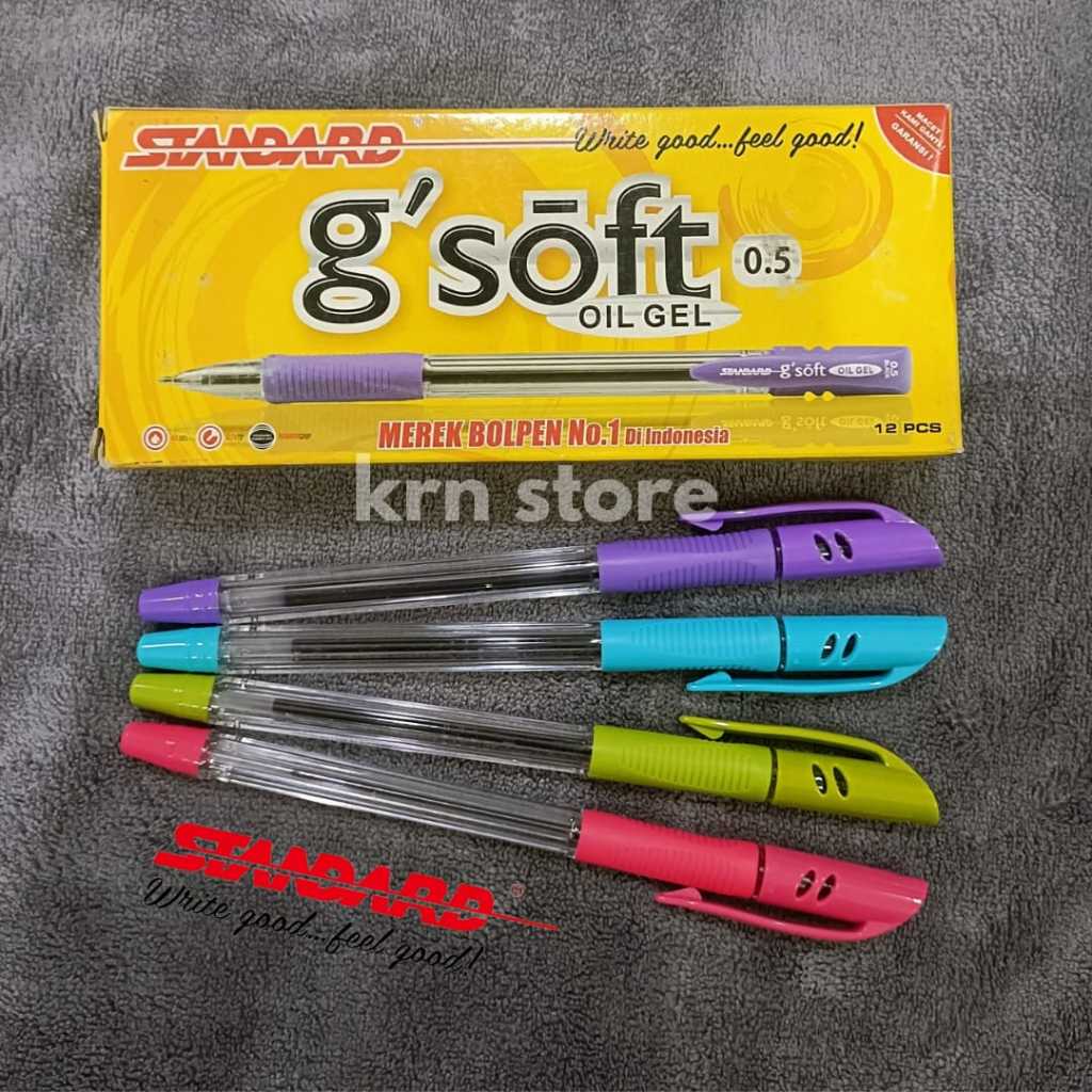 

STANDARD Pen G'Soft 0.5//Pulpen G'SOFT//Bolpen Ballpoint Standard//Bolpoin Semi Gel//Bolpoin Tinta Oil Gel//12pcs//Krnstore//0124pgsh