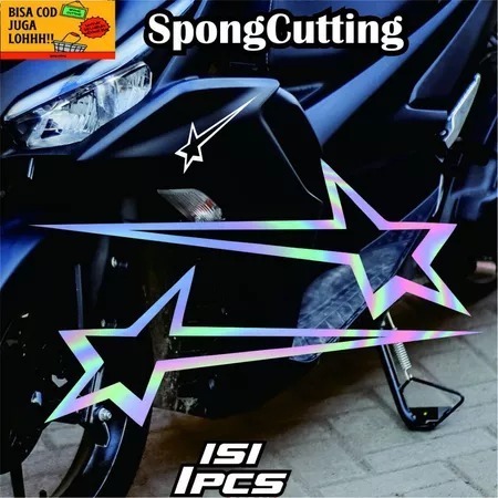 Sticker Bintang Star Racing Keren Motor Cutting Hologram Decals Motor Matic Bukan Sticker Printcut