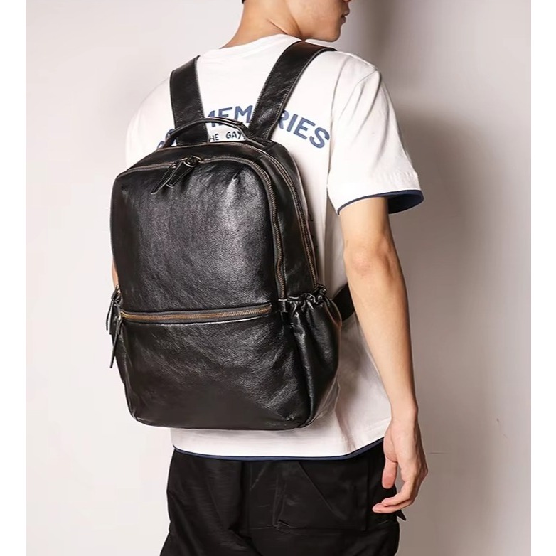 Ransel Kulit Pria Tas Travel Luar Ruangan Kulit Sapi Tas Sekolah- Tas Kulit Sapi