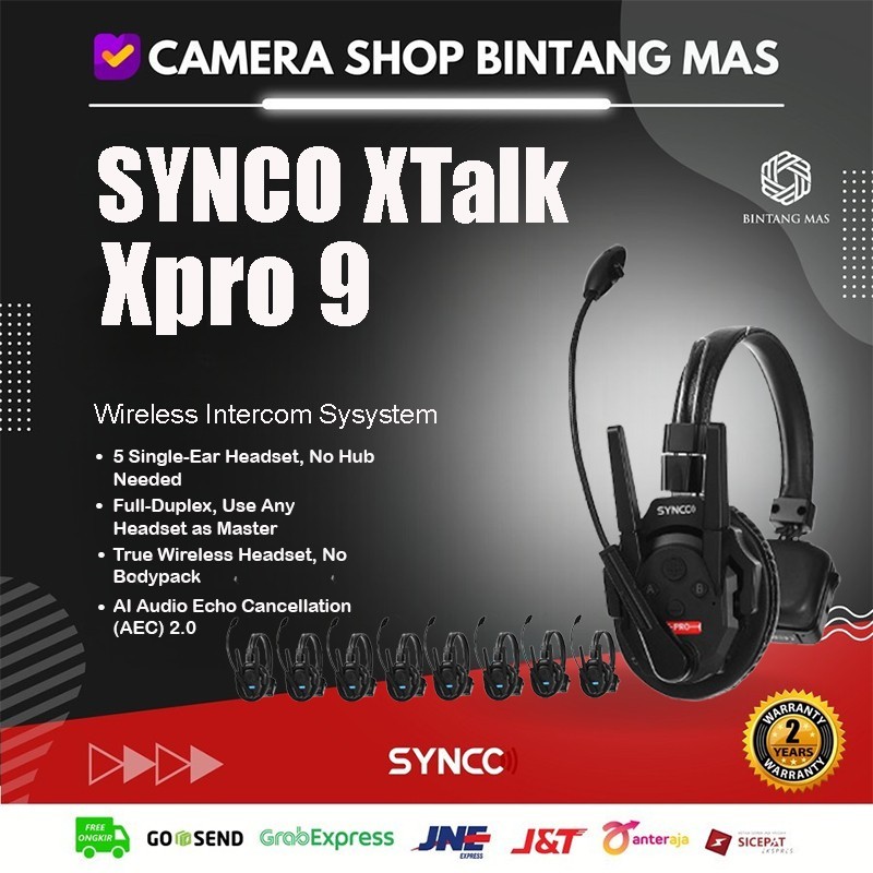 Synco Xtalk XPro 9 Wireless Intercom System with 9 Single-Ear Headsets (2.4 GHz)