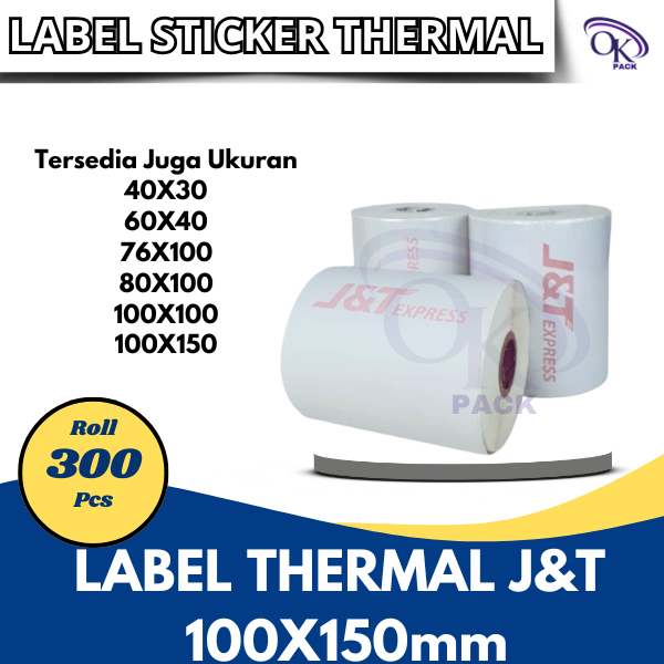 

LABEL STICKER THERMAL & CONTINUES PAPER THERMAL 100 X 150 mm Label Barcode J&T 1 Roll Isi 300Pcs