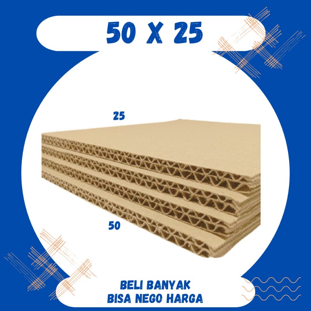 

Sheet Lembaran 50x25 / 40x25 / 30x25 / 20x25 Kardus Polos Double Wall Bahan Coklat Karton Lembaran