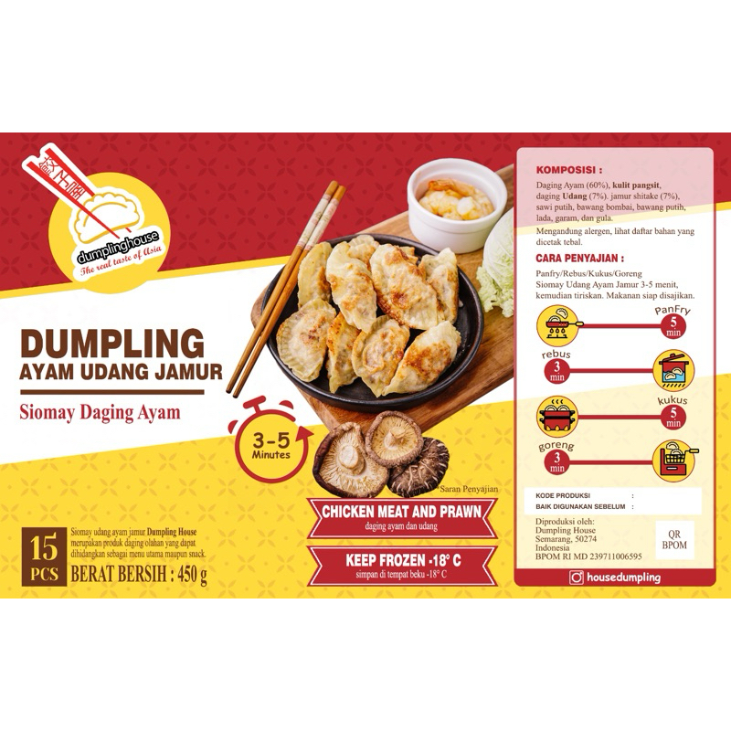 

DUMPLING HOUSE Gyoza/ Dumpling/ Kuotie Ayam Jamur Udang 15 pcs