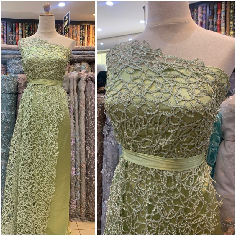 Bahan Kain Prada Lace spider/ Kain brokat prada kilat