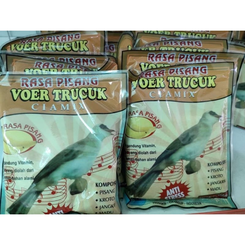 voer trucuk ciamix/pur trucuk makanan burung rasa pisang