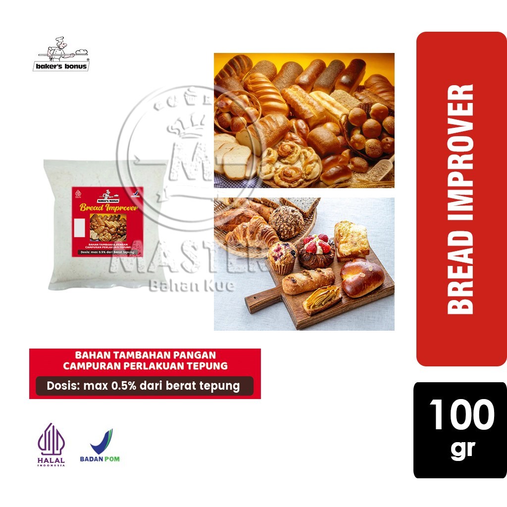 

Bread Improver Peningkat Mutu Roti Pelembut Roti Baker's Bonus A [Repack 100gr]