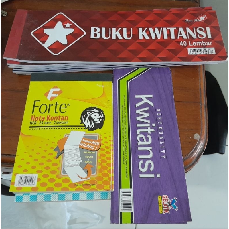 

Buku Kwitansi besar 40lembar ; Buku Nota kecil; Buku Kwitansi kecil