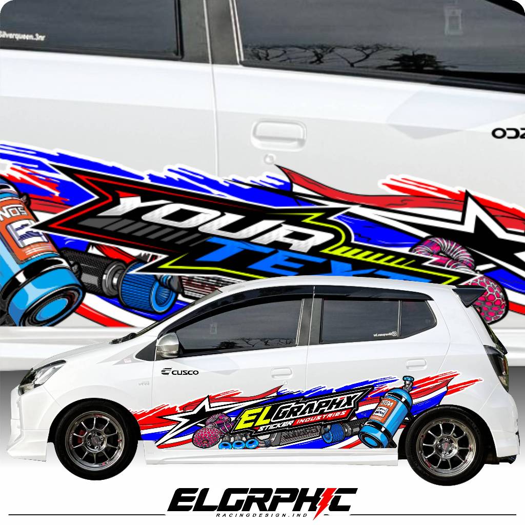718 STRIPING STICKER MOBIL AGYA  - STICKER MOBIL AGYA