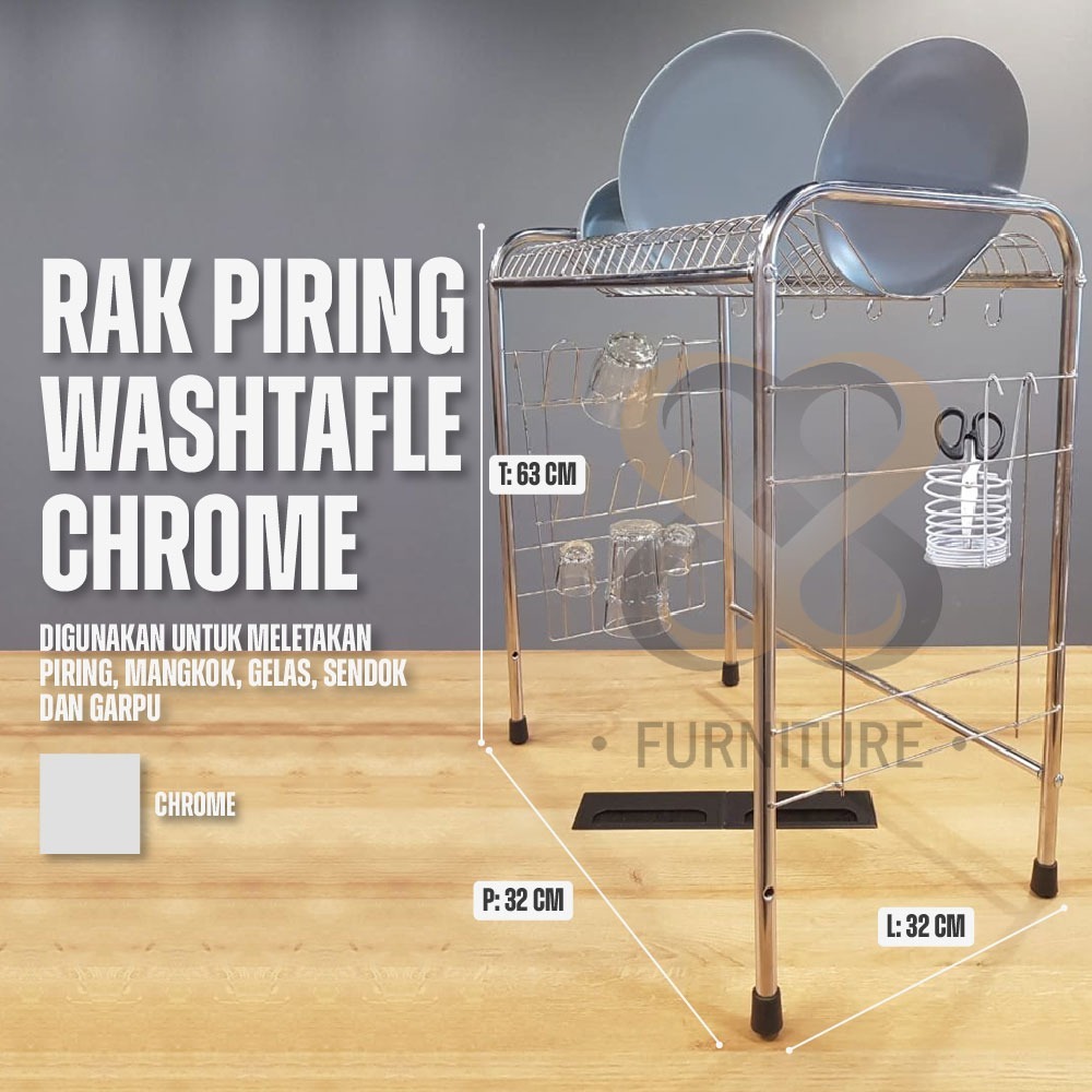 RAK / RAK STAINLESS / RAK PIRING DAN GELAS SERBAGUNA / RAK WASTAFEL