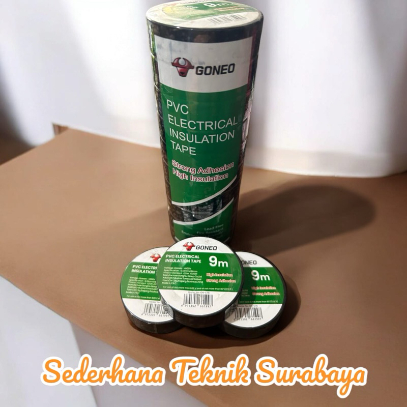 GONGNIU GONEO ET / ELECTRICAL TAPE ISOLASI LISTRIK 9M 18M METER 0.13MM X 18MM PVC ANTI BAKAR