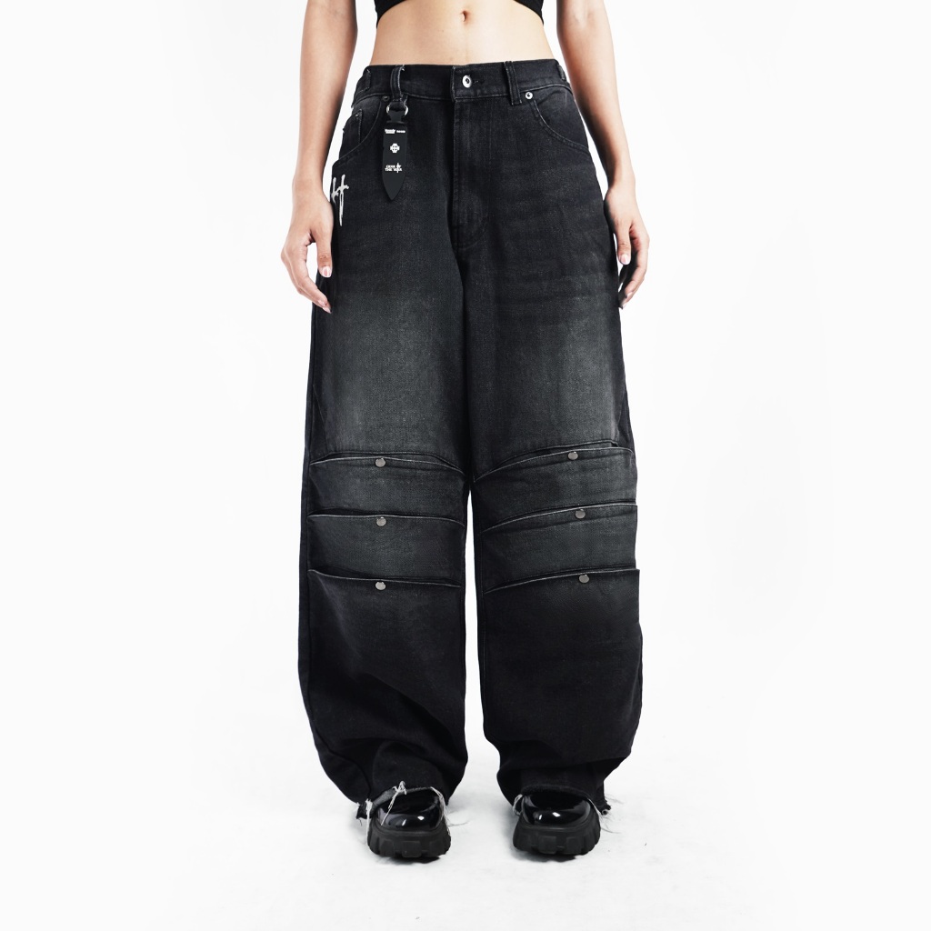 TAGGED X HIERARCHY GOTY - Dark Grey Paladion Baggy Denim Pants