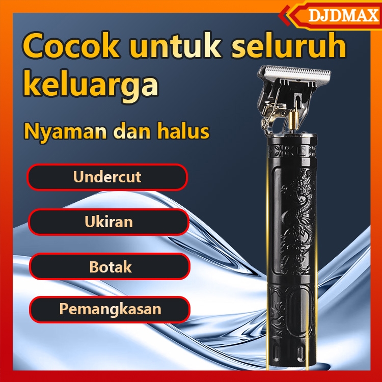 DJDMax Alat Cukur Rambut Elektrik Tanpa Kabel Recharge Model Naga, Mesin Cukur Kepala Pria Profesion