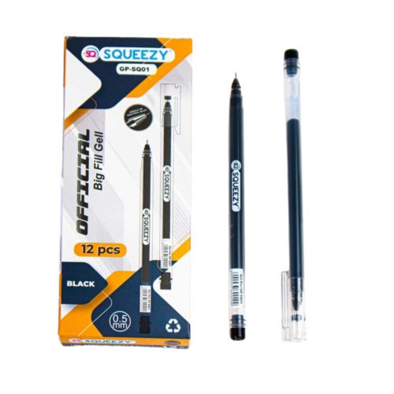 

Pulpen Jumbo Gel Pen SQUEEZY SQ-01 HITAM 0.5 mm
