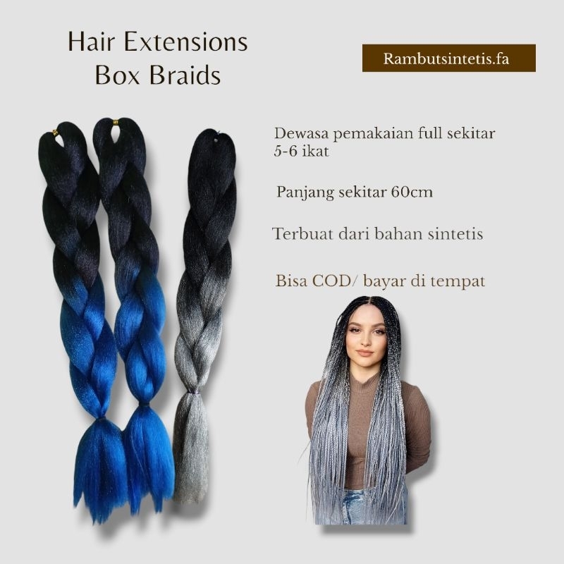 rambut extension box braids ombre celep/rambut extension box braids 2 warna/rambut sambung kepang ce