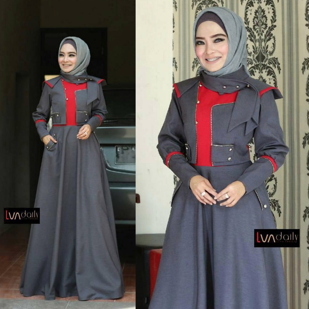 [UFA fashion] LVA DAILY Hillary Dress, PO 2-3 minggu, Polyester hiqh quality, Nuansa Dark grey color