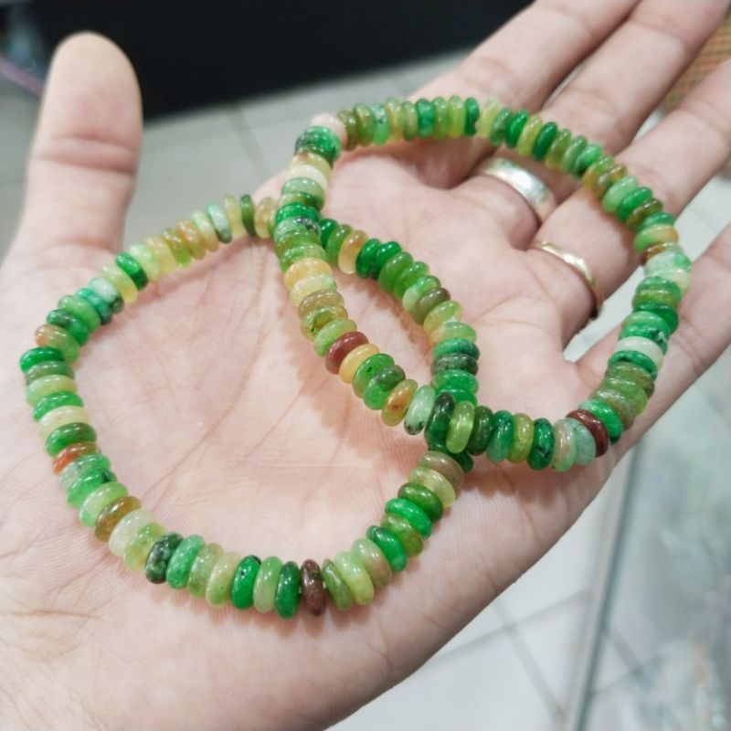 Gelang Batu Giok Birma Natural Pipih