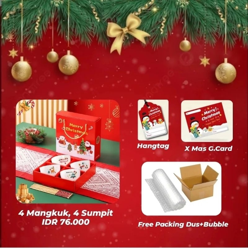 

Hampers Natal Hadiah Natal Mangkok Sumpit isi 4