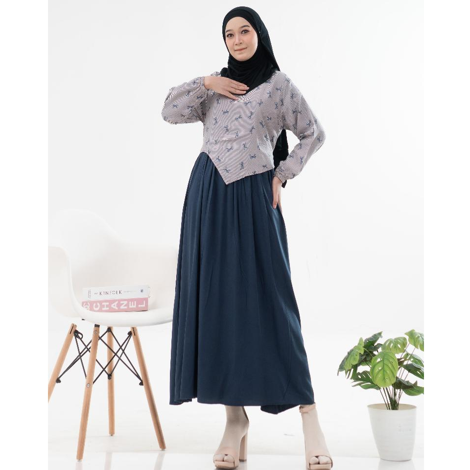 Sherin midi Dress premium terbaru wanita gamis RAYON TWILL IMPORT TEBAL